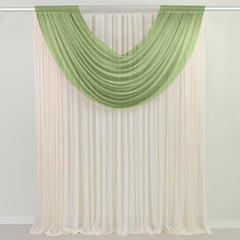 Dusty Sage Green Sheer Chiffon Valance Curtain 4ft x 5ft –  Wedding Arch Drape with Rod Pocket, Voile Backdrop Panel