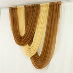 Gold Sheer Chiffon Valance Curtain 4ft x 5ft –  Wedding Arch Drape with Rod Pocket, Voile Backdrop Panel