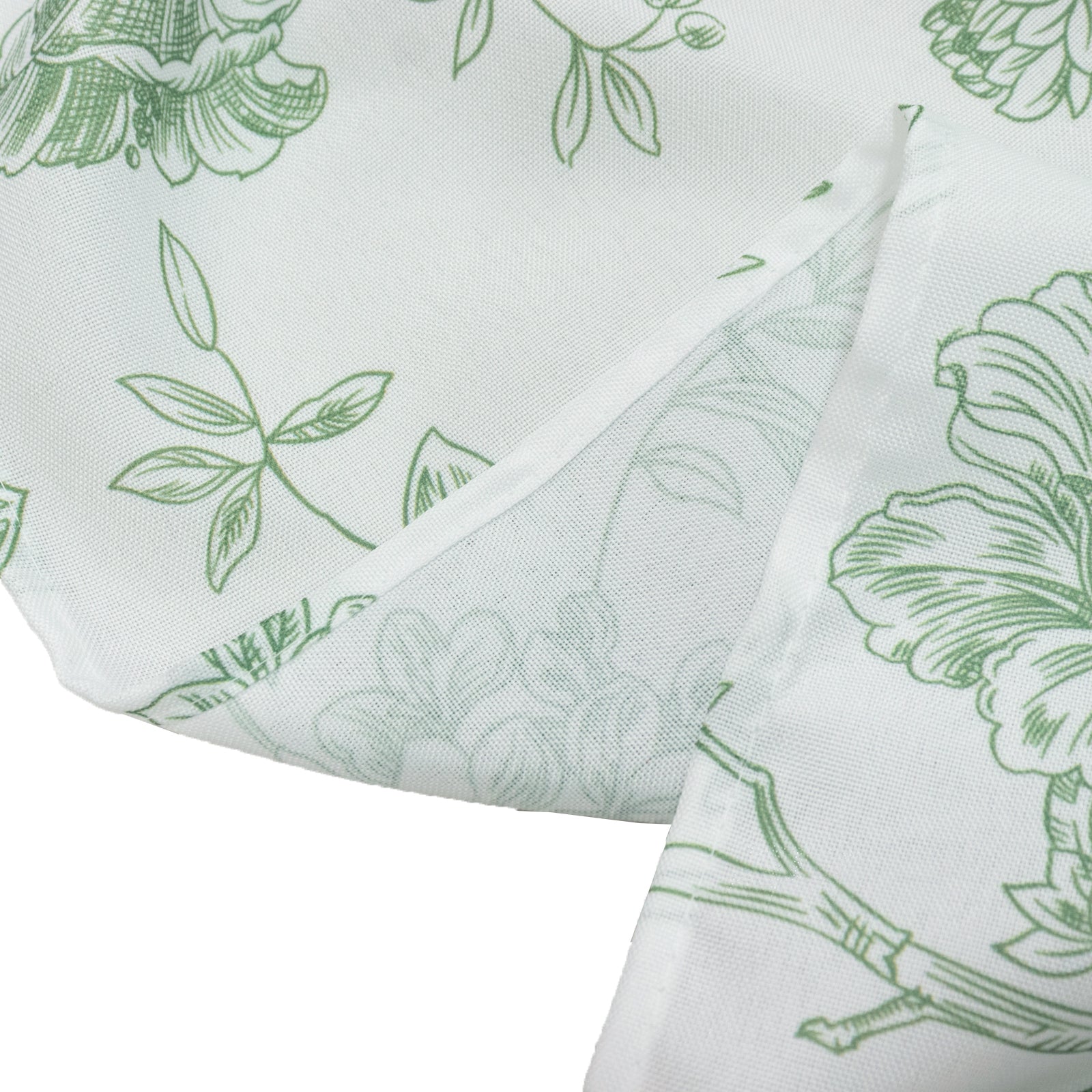 French Toile Polyester Backdrop Curtain – Dusty Sage Green Floral 5ft x 10ft Rod Pocket Drape Panel