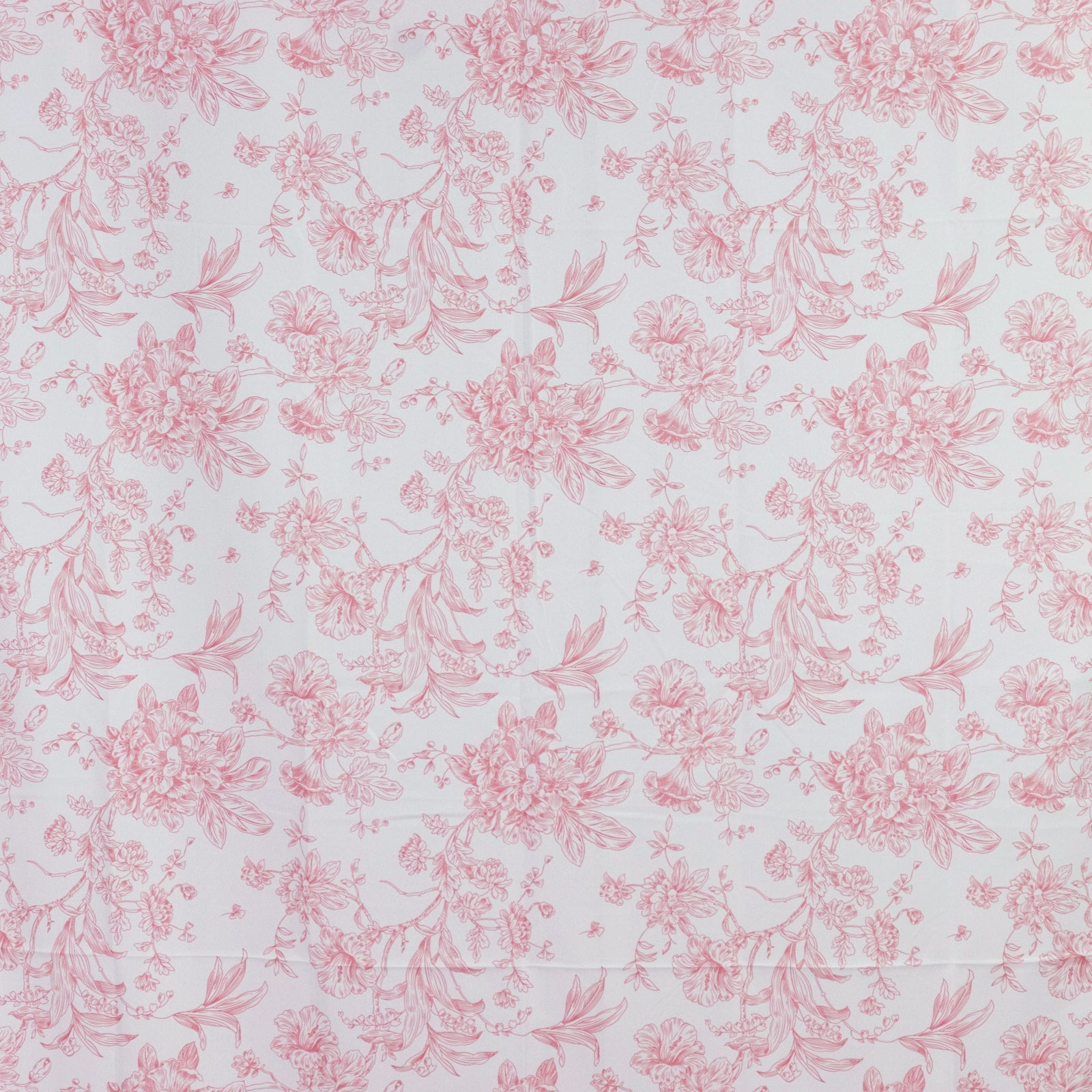 French Toile Polyester Backdrop Curtain – Pink Floral 5ft x 10ft Rod Pocket Drape Panel