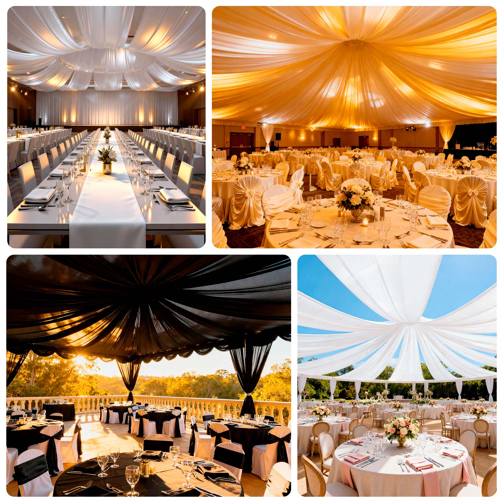 Ivory Spandex Ceiling Drape Panel, 5ft x 32ft — Wrinkle-Free 4-Way Stretch Fabric, Extra-Long Curtain for Event Ceiling or Backdrop Décor