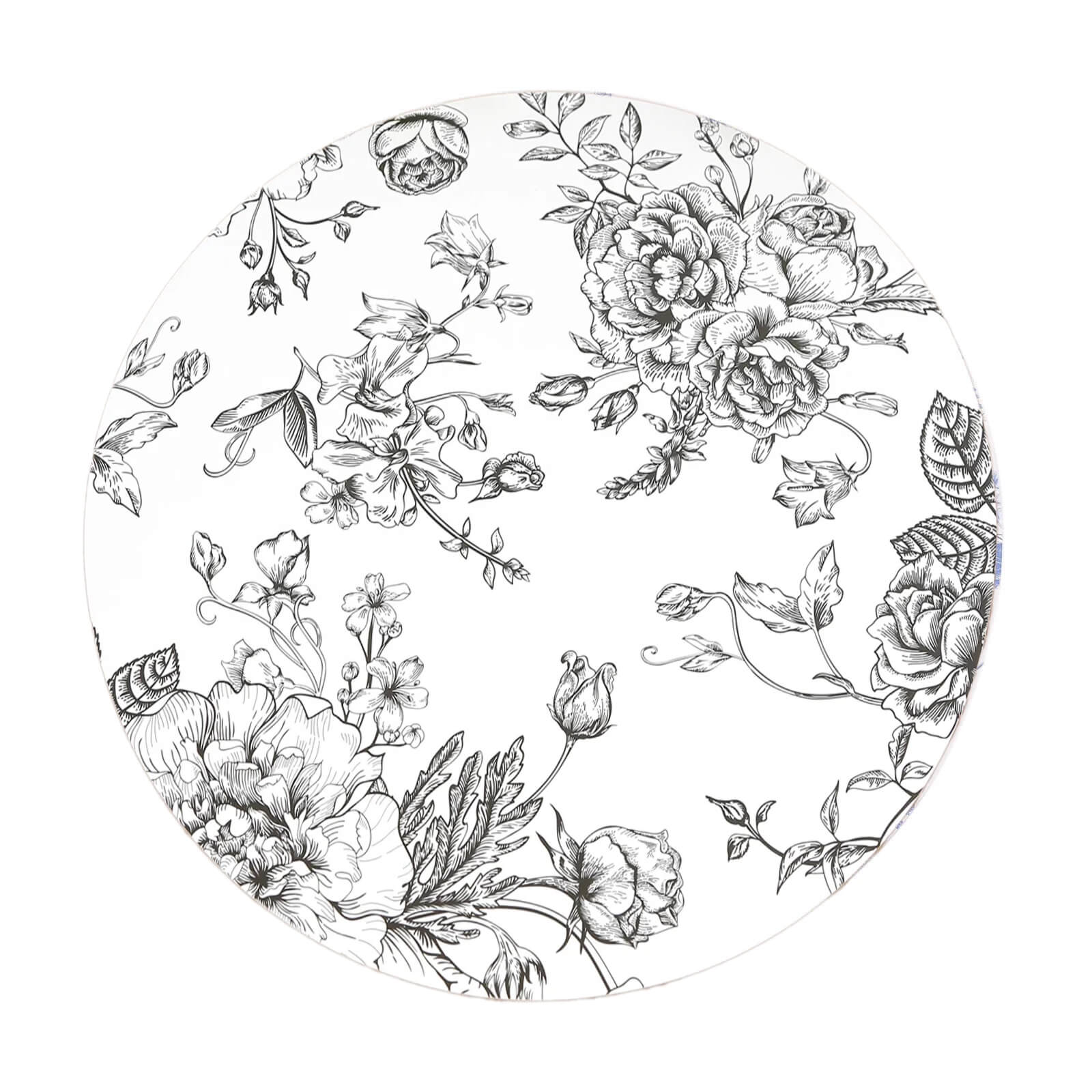 10-Pack Disposable Table Placemats in French Toile Print 13" in Matte White/Black - Chic Floral Cardboard Placemats for Stylish Table Setting