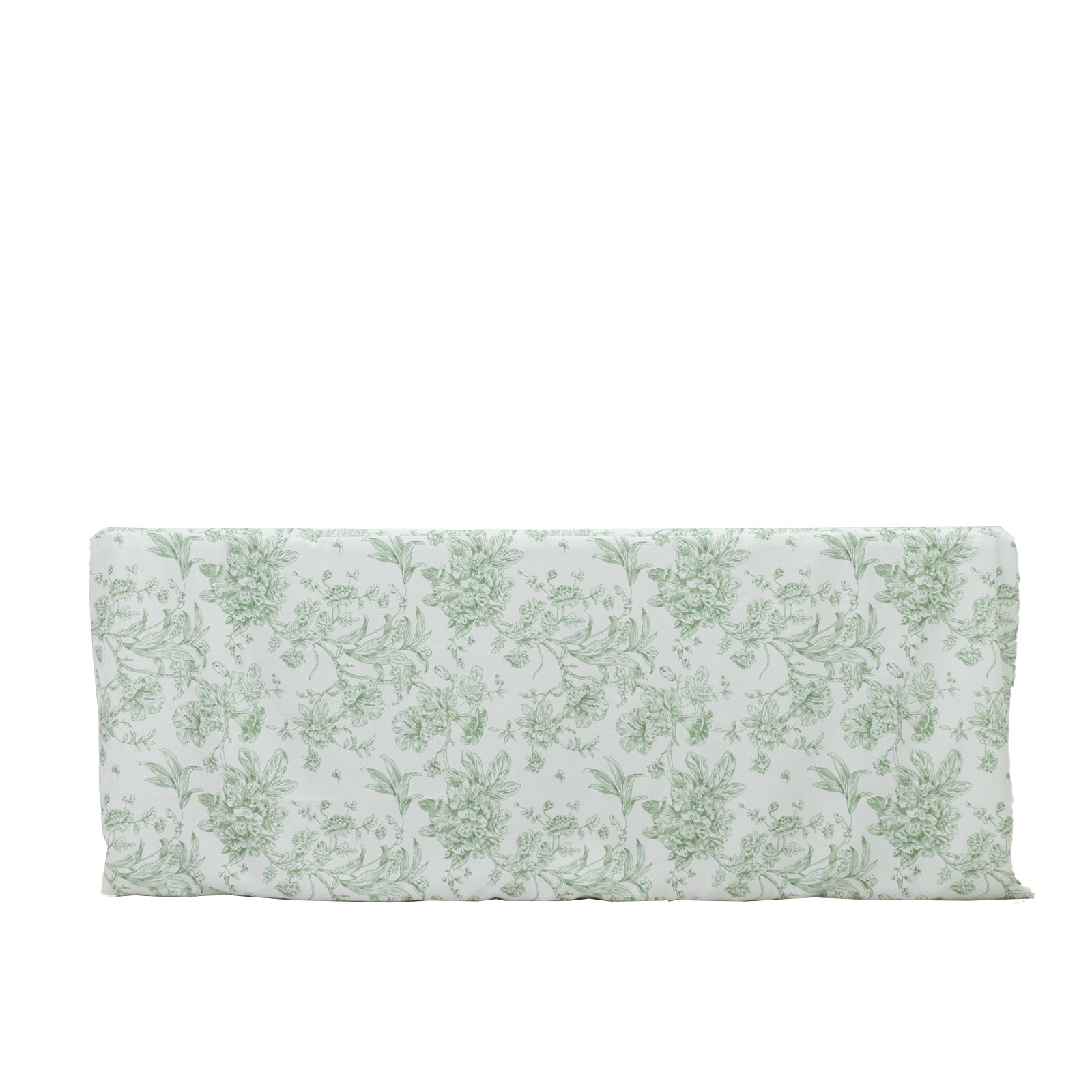 French Toile Fitted Tablecloth 6ft – Dusty Sage Green & White Rectangular Polyester Wrinkle-Resistant Table Cover
