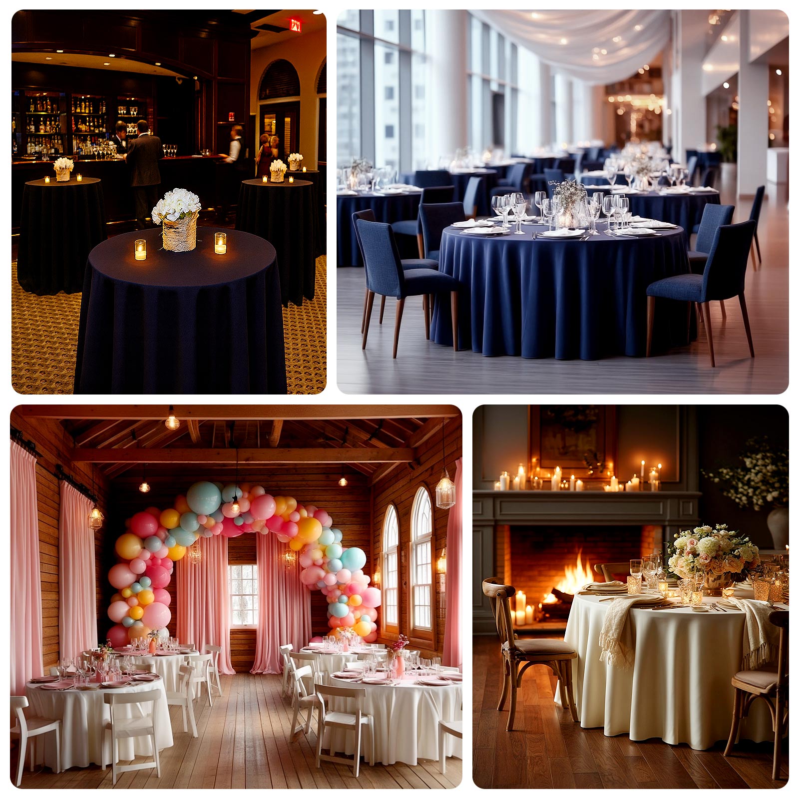 Fire Retardant Scuba Tablecloth – 132" Round White, Wrinkle Free, Stain Resistant, Seamless Polyester Cover