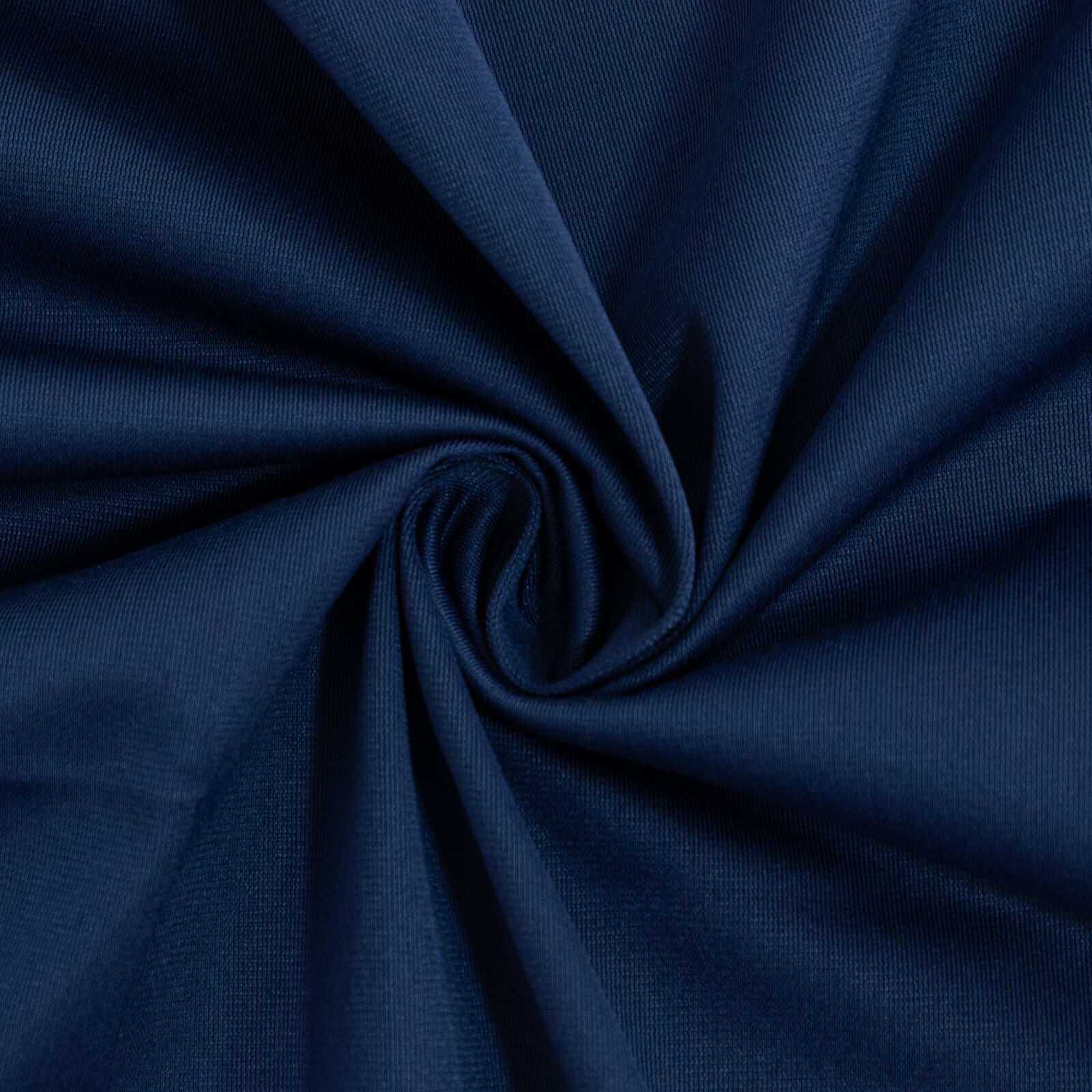 Fire Retardant Scuba Tablecloth – 132" Round Navy Blue, Wrinkle Free, Stain Resistant, Seamless Polyester Cover