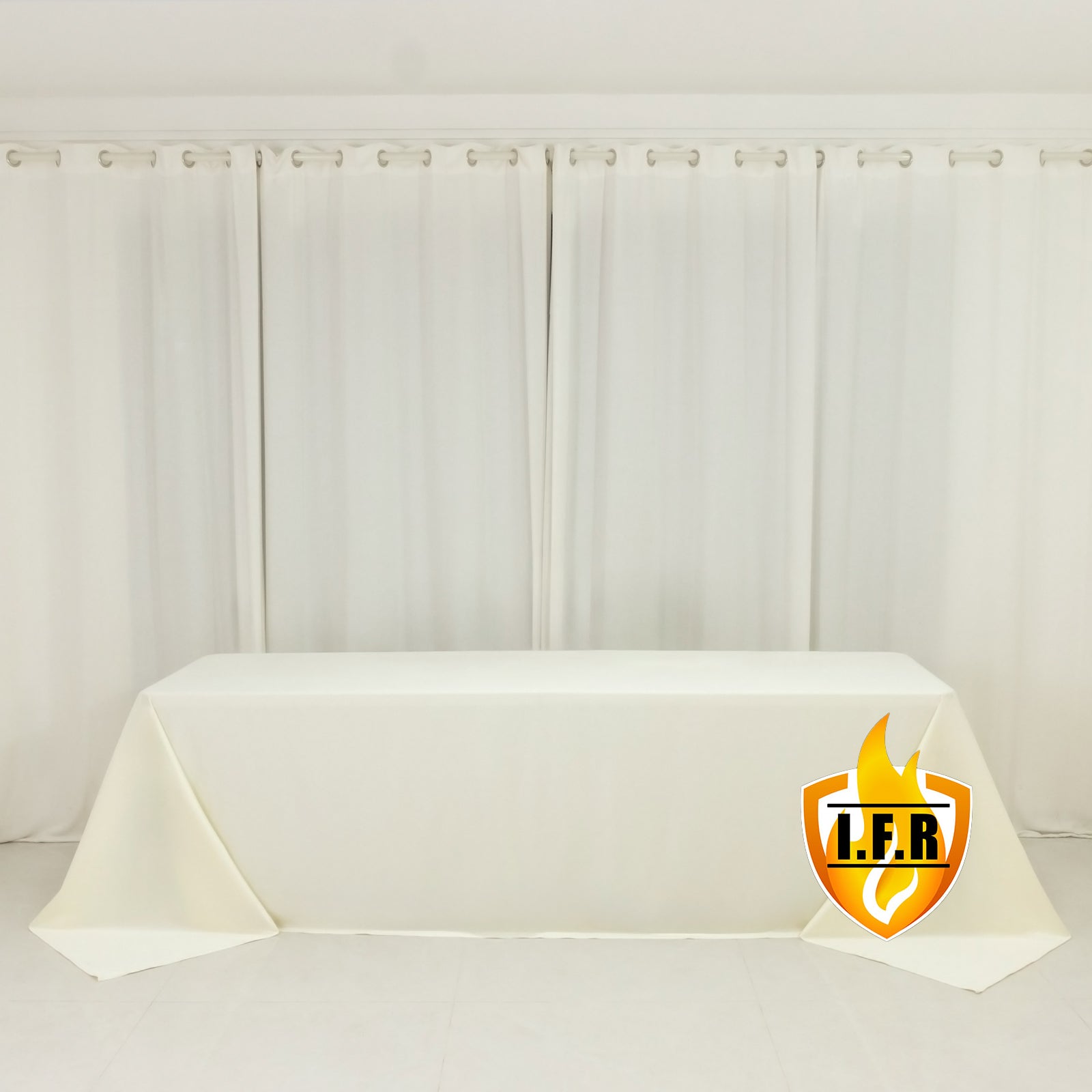 Fire Retardant Scuba Tablecloth – 90"x156" Rectangle Ivory, Wrinkle Free, Stain Resistant, Seamless Polyester Cover