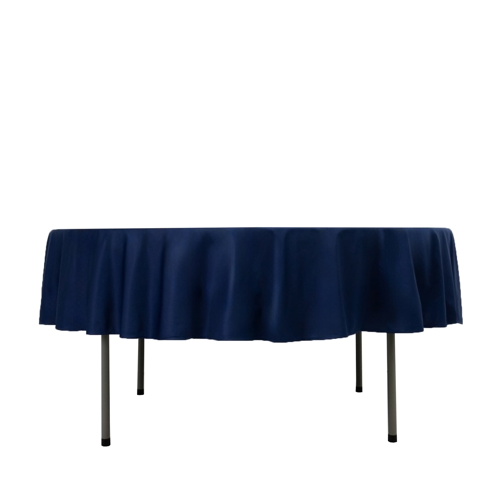 Fire Retardant Scuba Tablecloth – 90" Round Navy Blue, Wrinkle Free, Stain Resistant Polyester Cover
