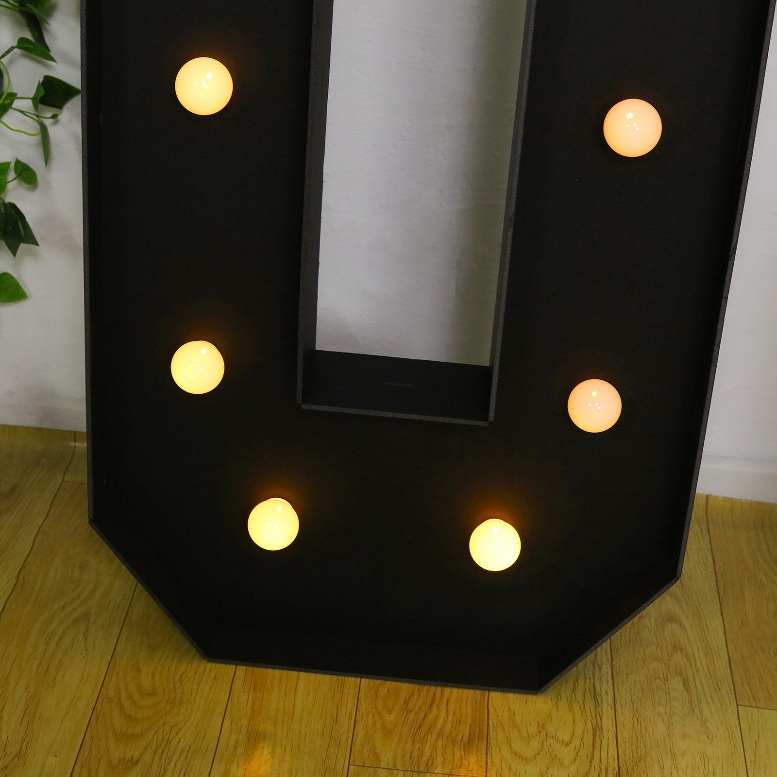 Giant LED Marquee Light Up Number "0", Black 4ft Pre-Cut Foam Board with 10 Warm White Battery Operated LEDs, Glue Gun and Sticks