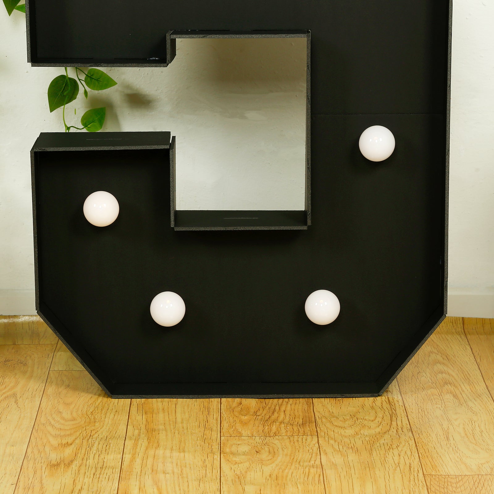 Giant LED Marquee Light Up Number "5", Black 4ft Pre-Cut Foam Board with 10 Warm White Battery Operated LEDs, Glue Gun and Sticks