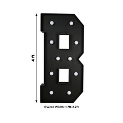 Giant LED Marquee Light Up Letter "B", Black 4ft Pre-Cut Foam Board with 10 Warm White Battery Operated LEDs, Glue Gun and Sticks