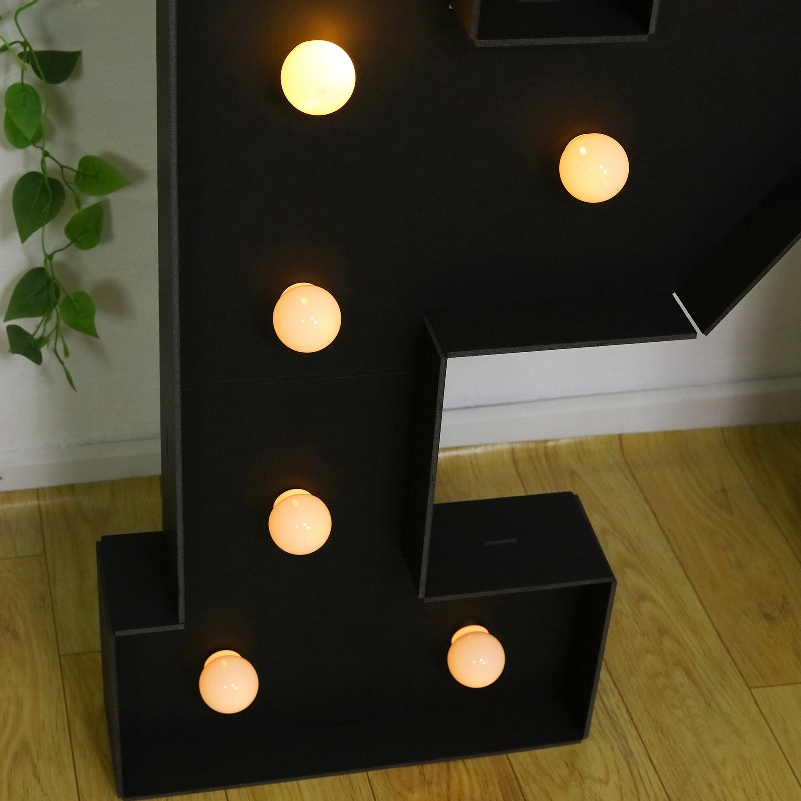 Giant LED Marquee Light Up Letter "P", Black 4ft Pre-Cut Foam Board with 10 Warm White Battery Operated LEDs, Glue Gun and Sticks