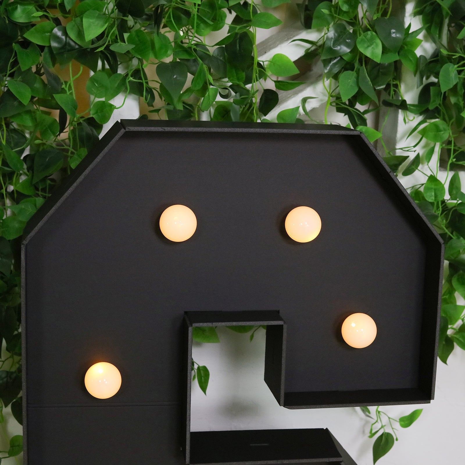 Giant LED Marquee Light Up Letter "S", Black 4ft Pre-Cut Foam Board with 10 Warm White Battery Operated LEDs, Glue Gun and Sticks