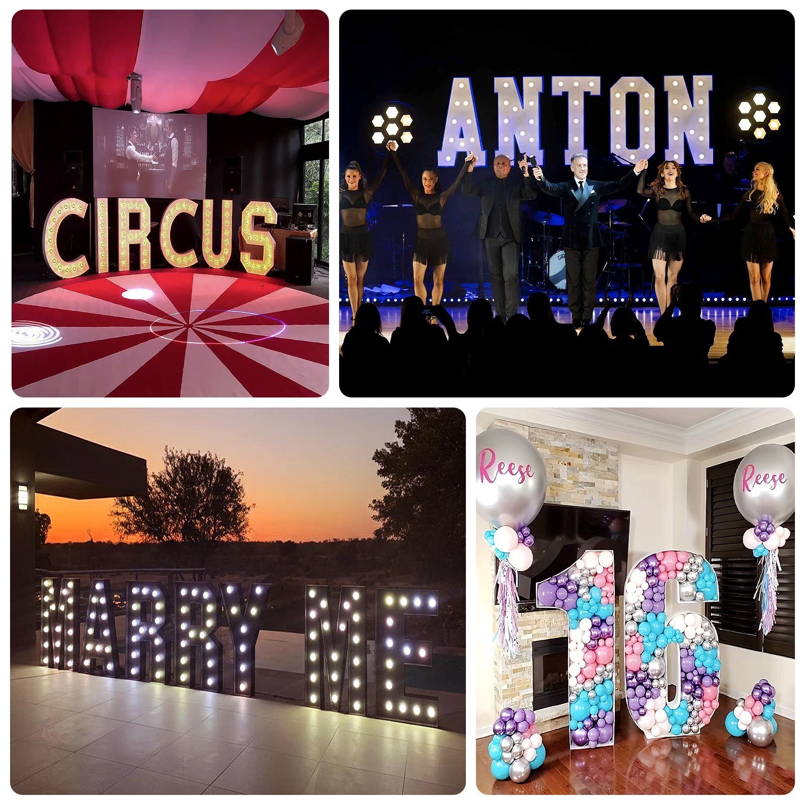 Giant LED Marquee Light Up Letter "V", Black 4ft Pre-Cut Foam Board with 10 Warm White Battery Operated LEDs, Glue Gun and Sticks