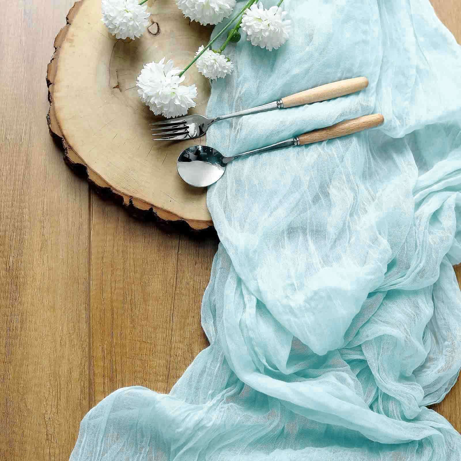 Gauze Cheesecloth 10ft Table Runner Light Blue - Rustic Boho Style