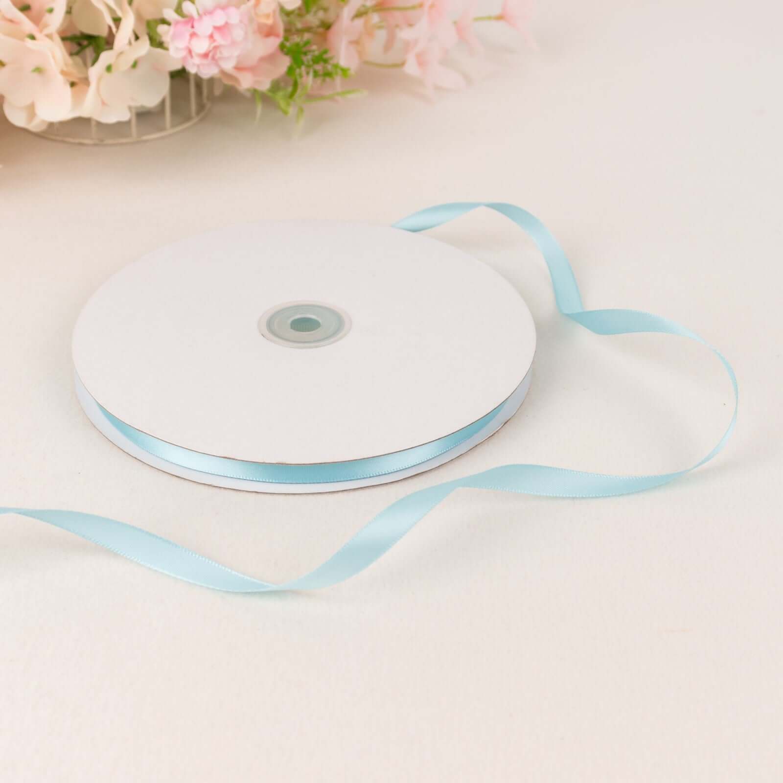 100 Yards 3/8" Light Blue Single Face Decorative Satin Ribbon