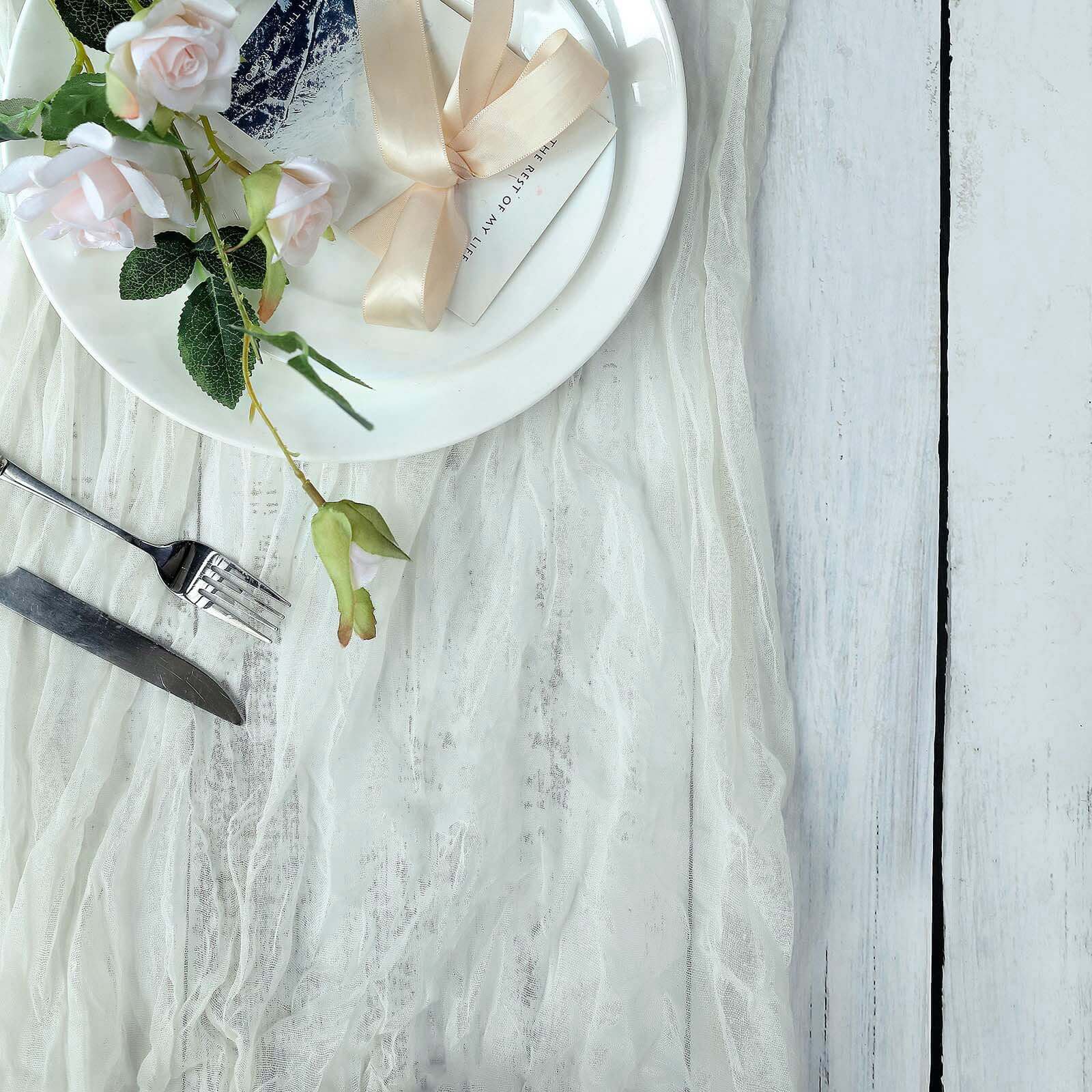 Gauze Cheesecloth 10ft Table Runner Ivory - Rustic Boho Style