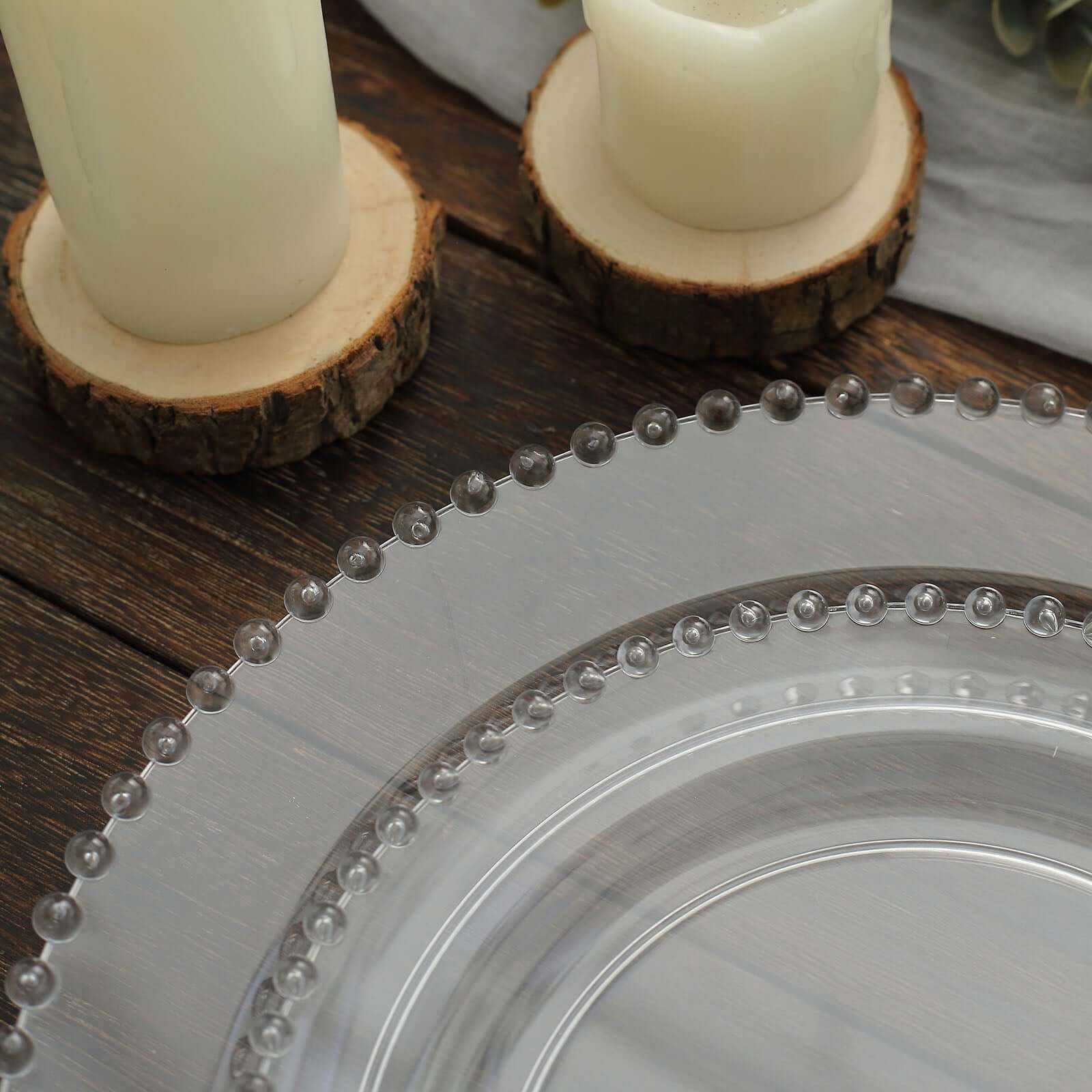 10-Pack Clear Plastic Dessert Plates – 8" Round with Beaded Rim, Disposable for Parties & Events