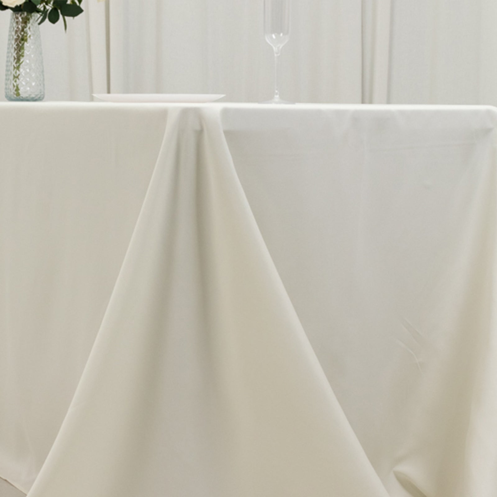 Fire Retardant Premium Polyester 90"x156" Rectangular Tablecloth Ivory - High-Performance Seamless Table Cover