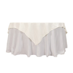 Cotton Blend 70"x70" Table Overlay Square Tablecloth Ivory - Wrinkle-Resistant Fabric Table Topper