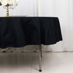 100% Cotton 90" Round Tablecloth Black Linen - Soft & Breathable Table Cover