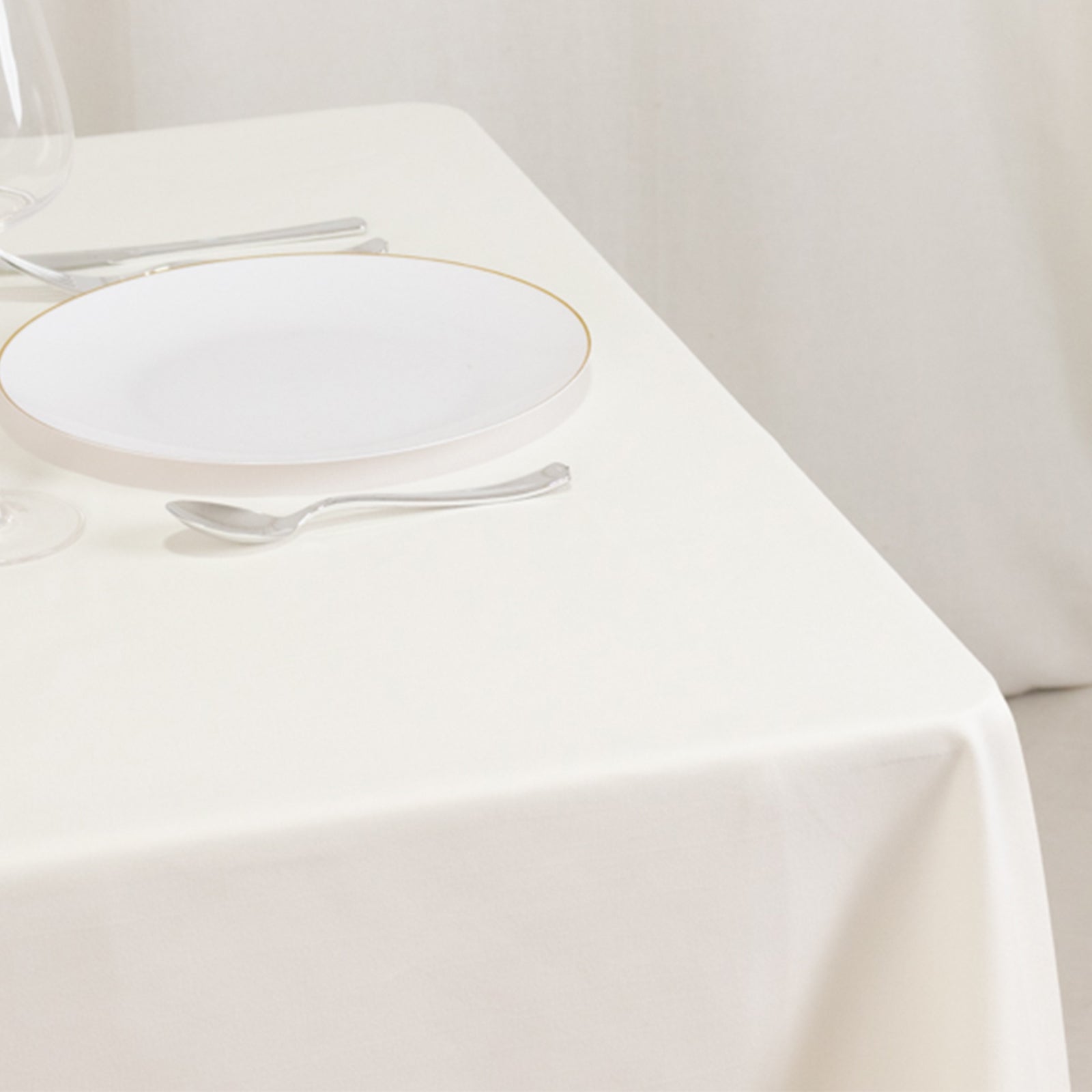 Cotton Blend 70"x70" Square Tablecloth Ivory - Wrinkle-Resistant Fabric Table Cover