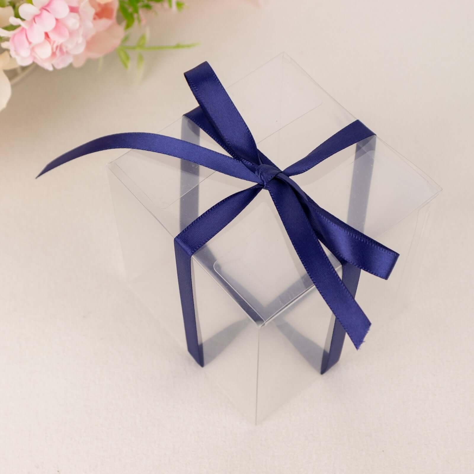 100 Yards 3/8" Navy Blue Single Face Decorative Satin Ribbon