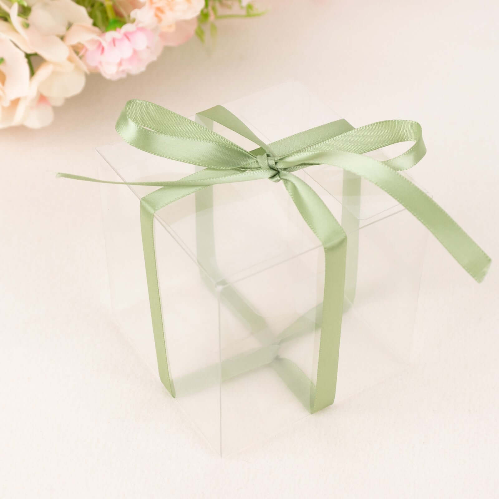 100 Yards 3/8" Sage Green Single Face Decorative Satin Ribbon