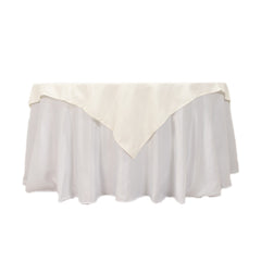 Cotton Blend 54"x54" Table Overlay Square Tablecloth Ivory - Wrinkle-Resistant Table Topper