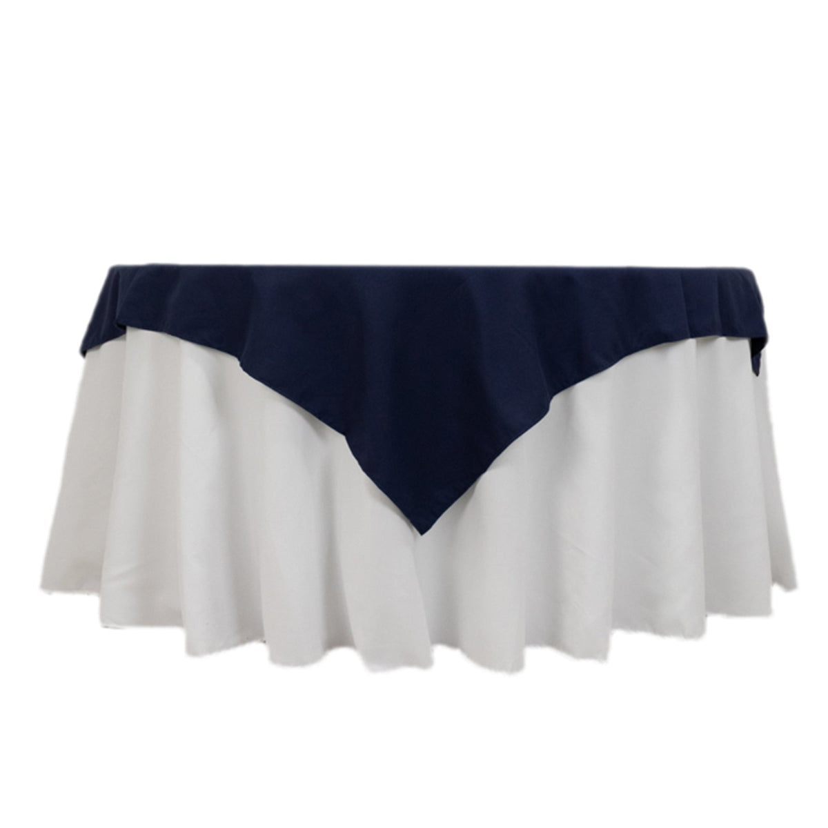 Cotton Blend 54"x54" Table Overlay Square Tablecloth Navy - Wrinkle-Resistant Table Topper