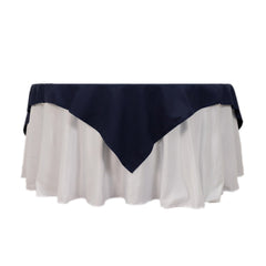 Cotton Blend 70"x70" Table Overlay Square Tablecloth Navy Blue - Wrinkle-Resistant Fabric Table Topper