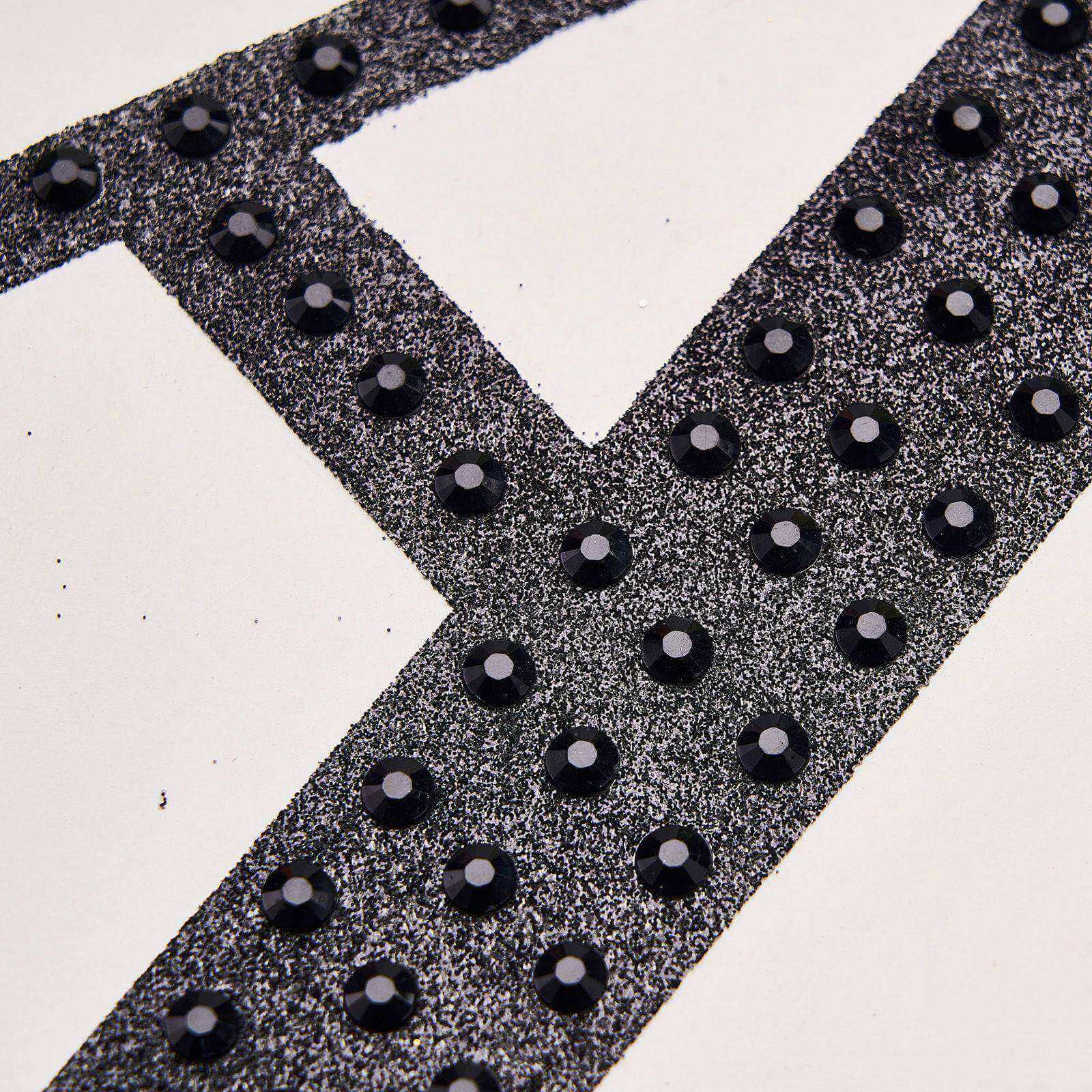 Decorative Rhinestone Alphabet "A" Letter Stickers, Glitter Adhesive Craft Letters Black DIY Sparkle Embellishments 4"