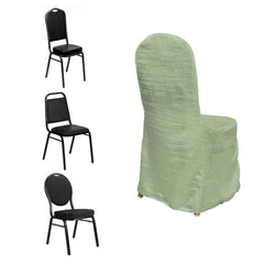 Crinkle Crushed Taffeta Chair Cover for Banquet Chairs Sage Green - Reusable Slipcover