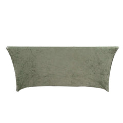 Crushed Velvet Fitted Rectangular 6ft Table Cover Sage Green - Wrinkle-Free Stretchy Tablecloth
