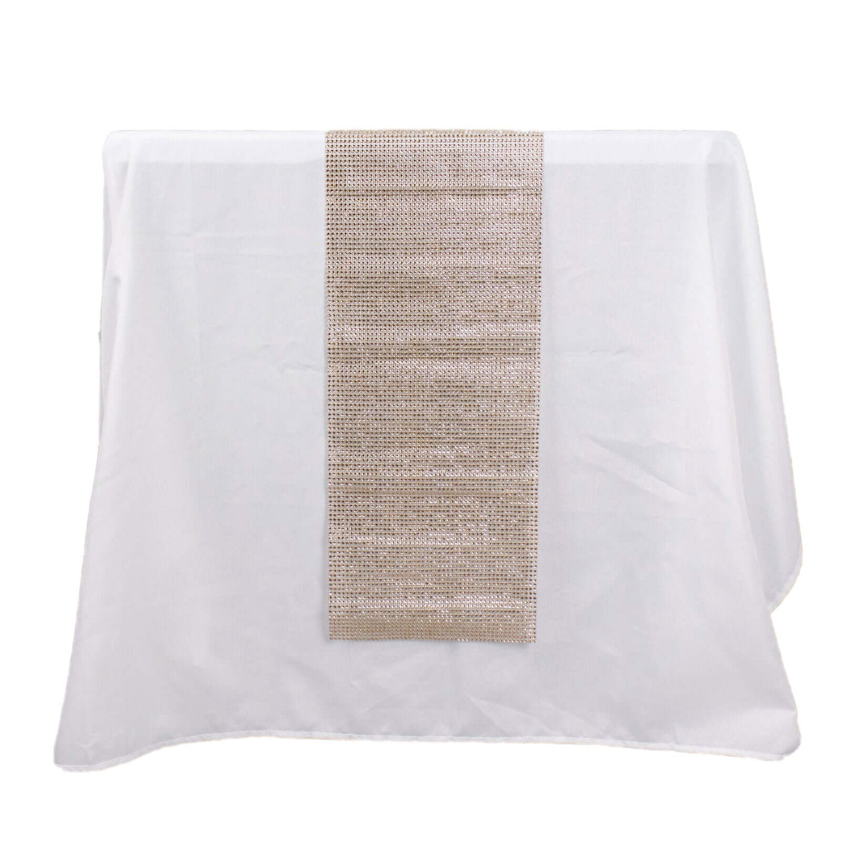 Crystal Rhinestone 10"x108" Table Runner Champagne - Chic Diamond Accent