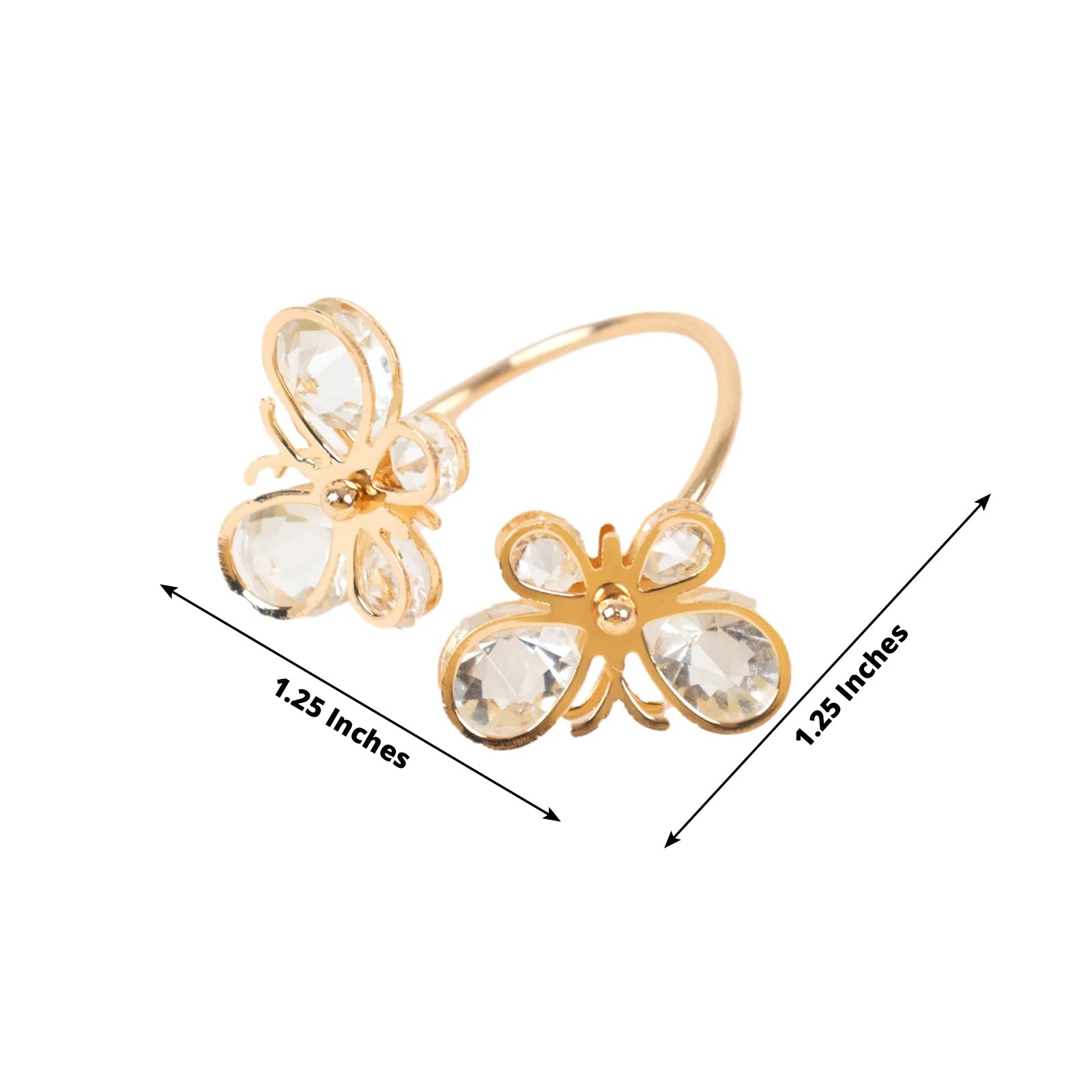 10-Pack Gold Butterfly Napkin Holders with Crystal Accents – Decorative Napkin Rings for Weddings & Events