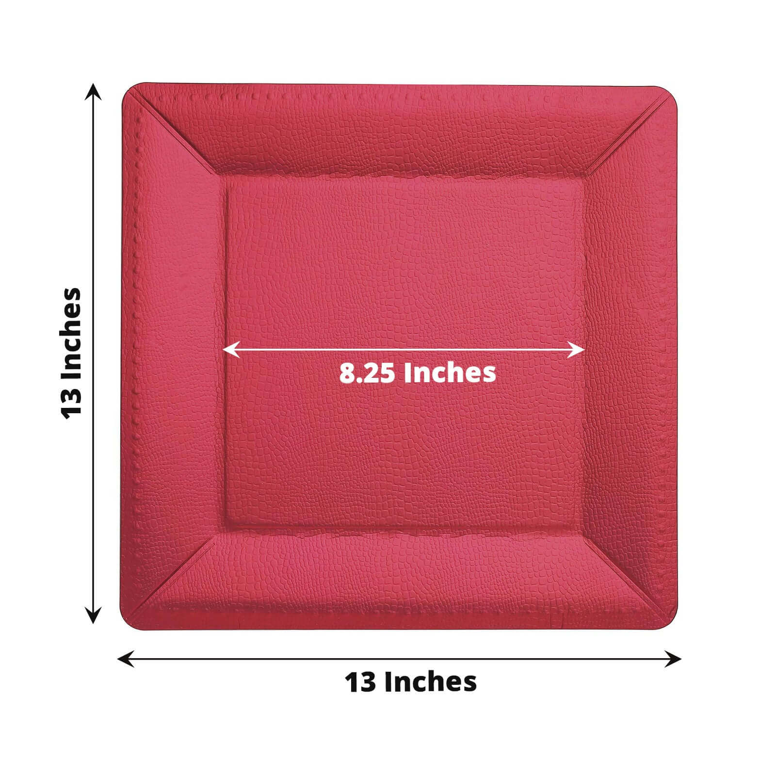 10-Pack Disposable Square Charger Plates in Burgundy with Leather Like Texture - 1100GSM Durable Paper Chargers 13"