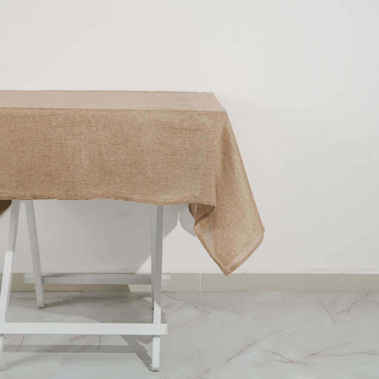 Faux Burlap Jute 54"x54" Square Tablecloth Natural - Rustic Event Table Linen