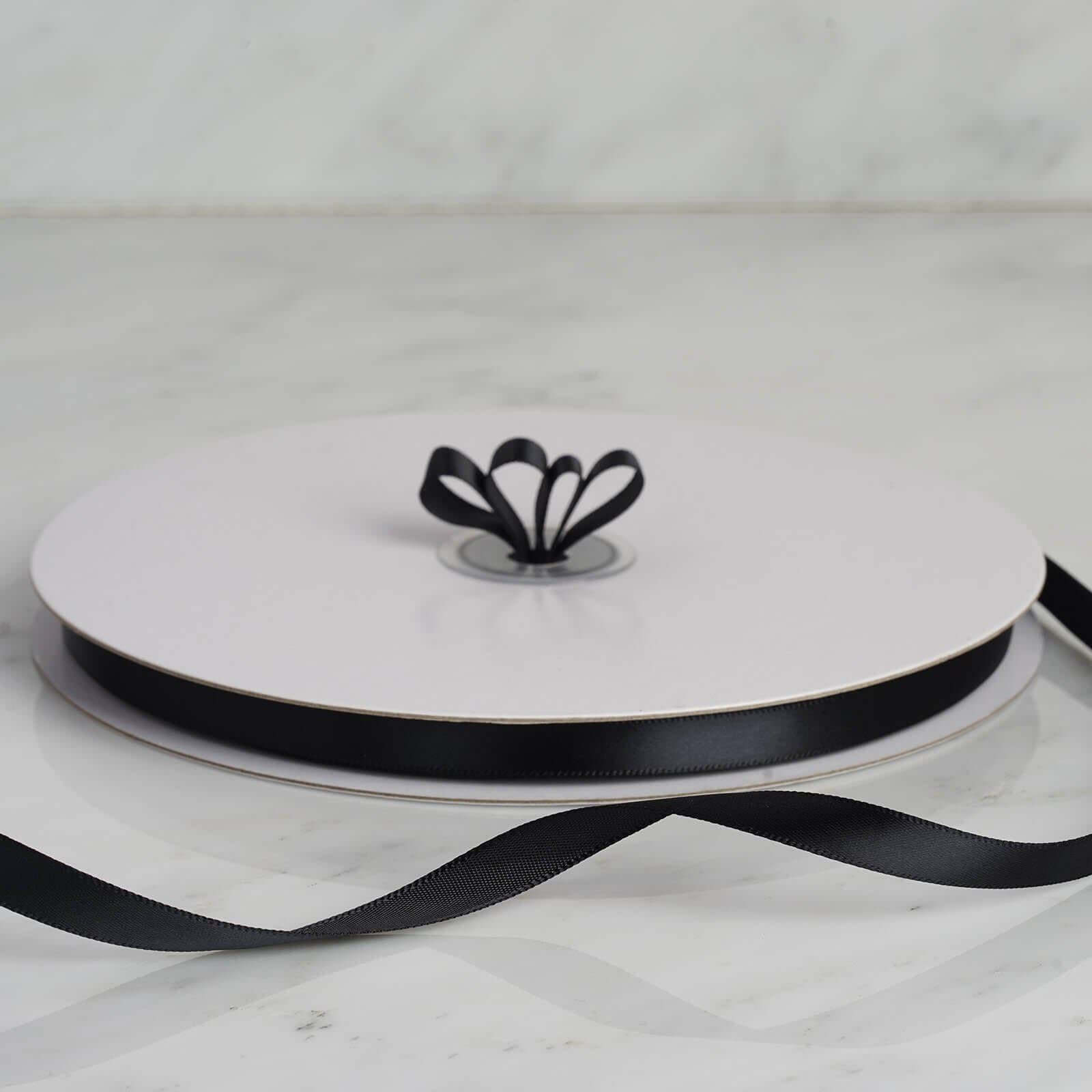 100 Yards 3/8" Black Single Face Decorative Satin Ribbon