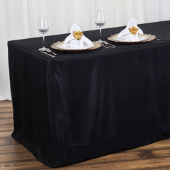 Fitted Polyester 48"x30" Rectangle Tablecloth Black - Durable Table Cover