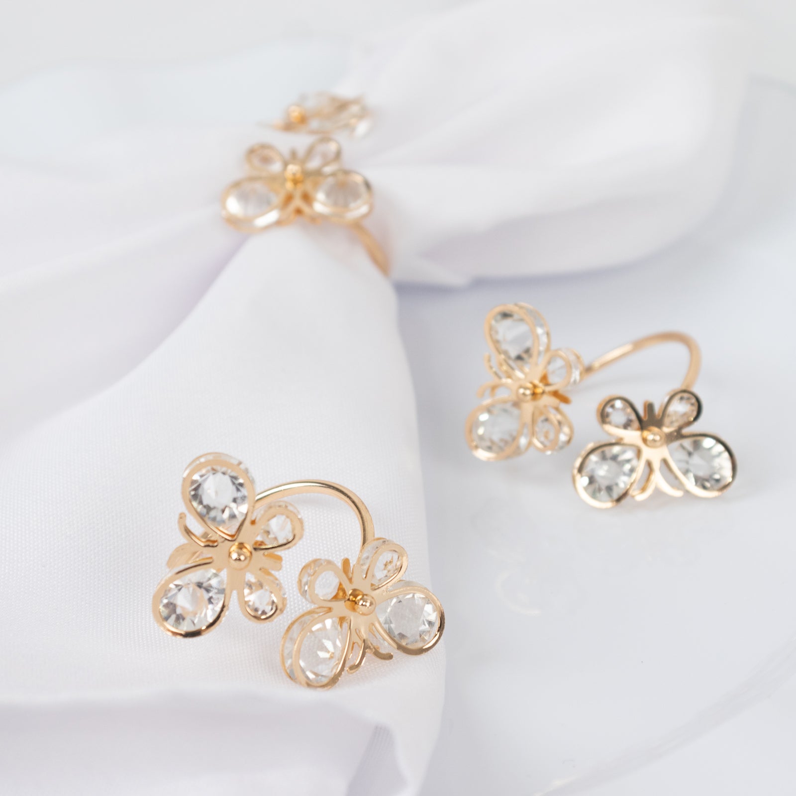 10-Pack Gold Butterfly Napkin Holders with Crystal Accents – Decorative Napkin Rings for Weddings & Events