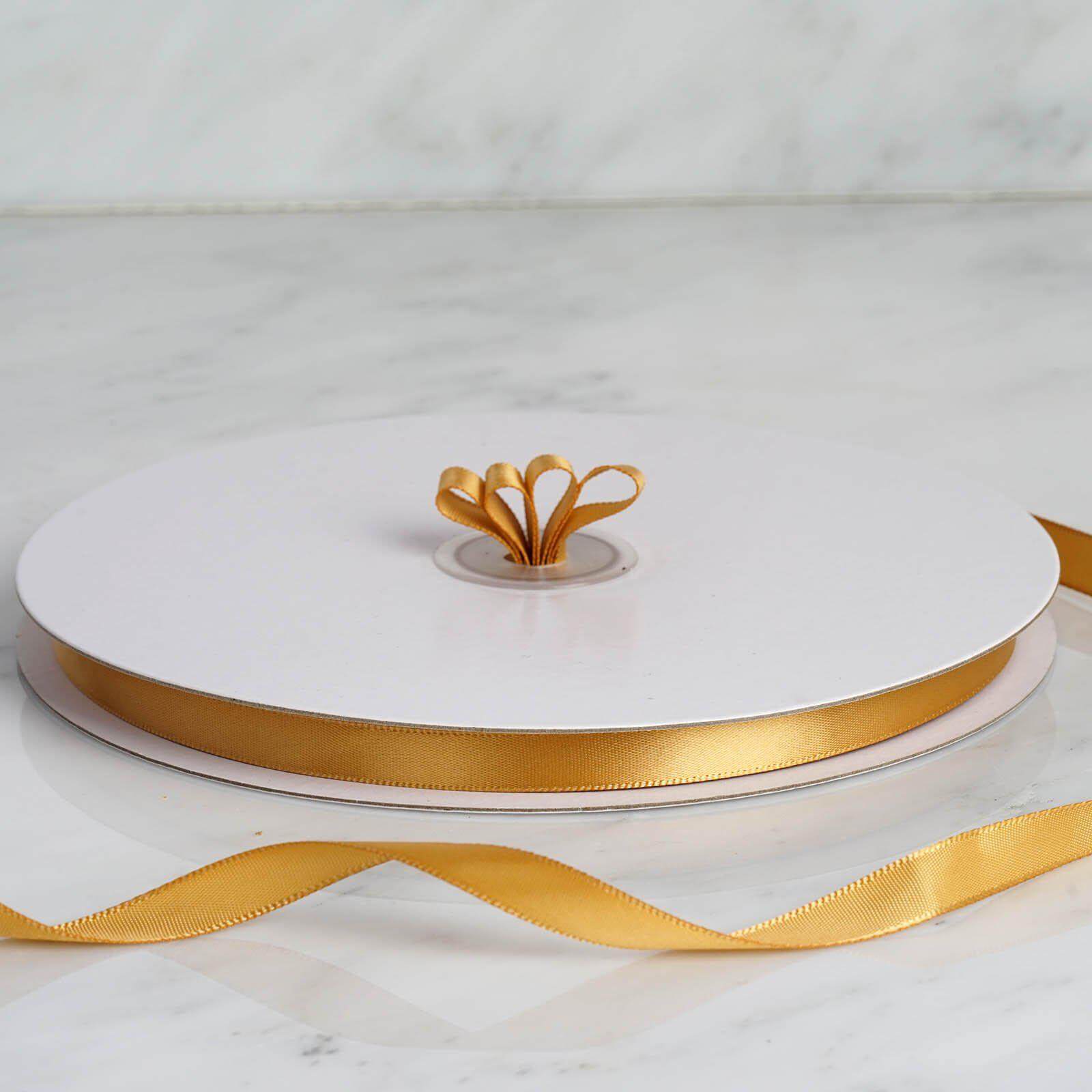 100 Yards 3/8" Gold Single Face Decorative Satin Ribbon