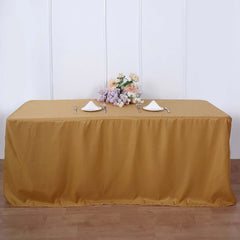 Fitted Polyester 96"x30" Rectangle Tablecloth Gold - Durable and Easy to Maintain Table Cover for Events for Trade Shows, Catering & Events