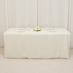 Fire Retardant Premium Polyester 6ft Rectangular Tablecloth Ivory Fitted High-Performance Table Cover
