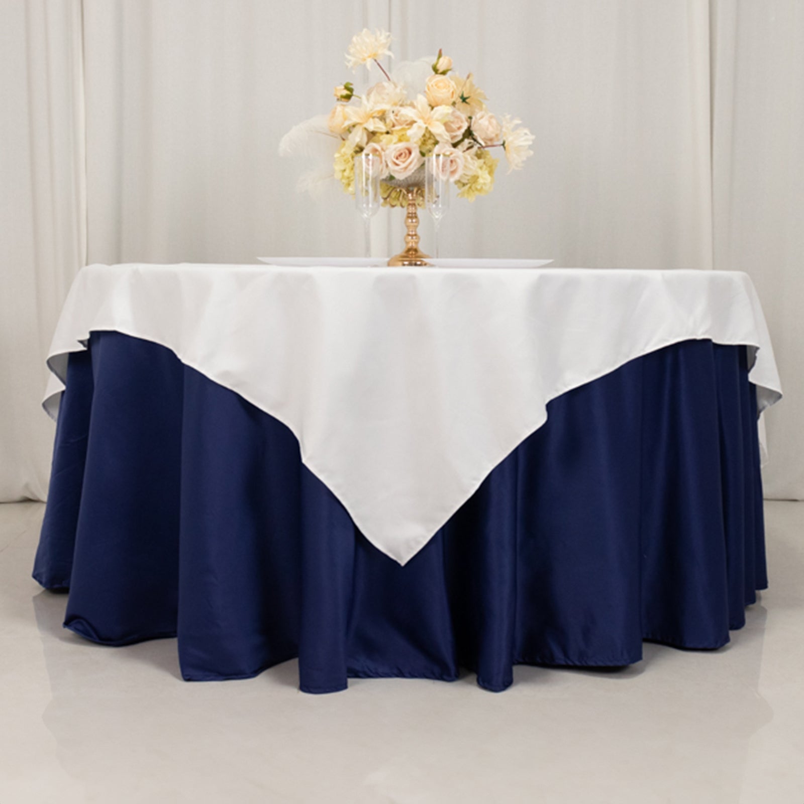 Cotton Blend 70"x70" Table Overlay Square Tablecloth White - Wrinkle-Resistant Fabric for Modern Table Decor