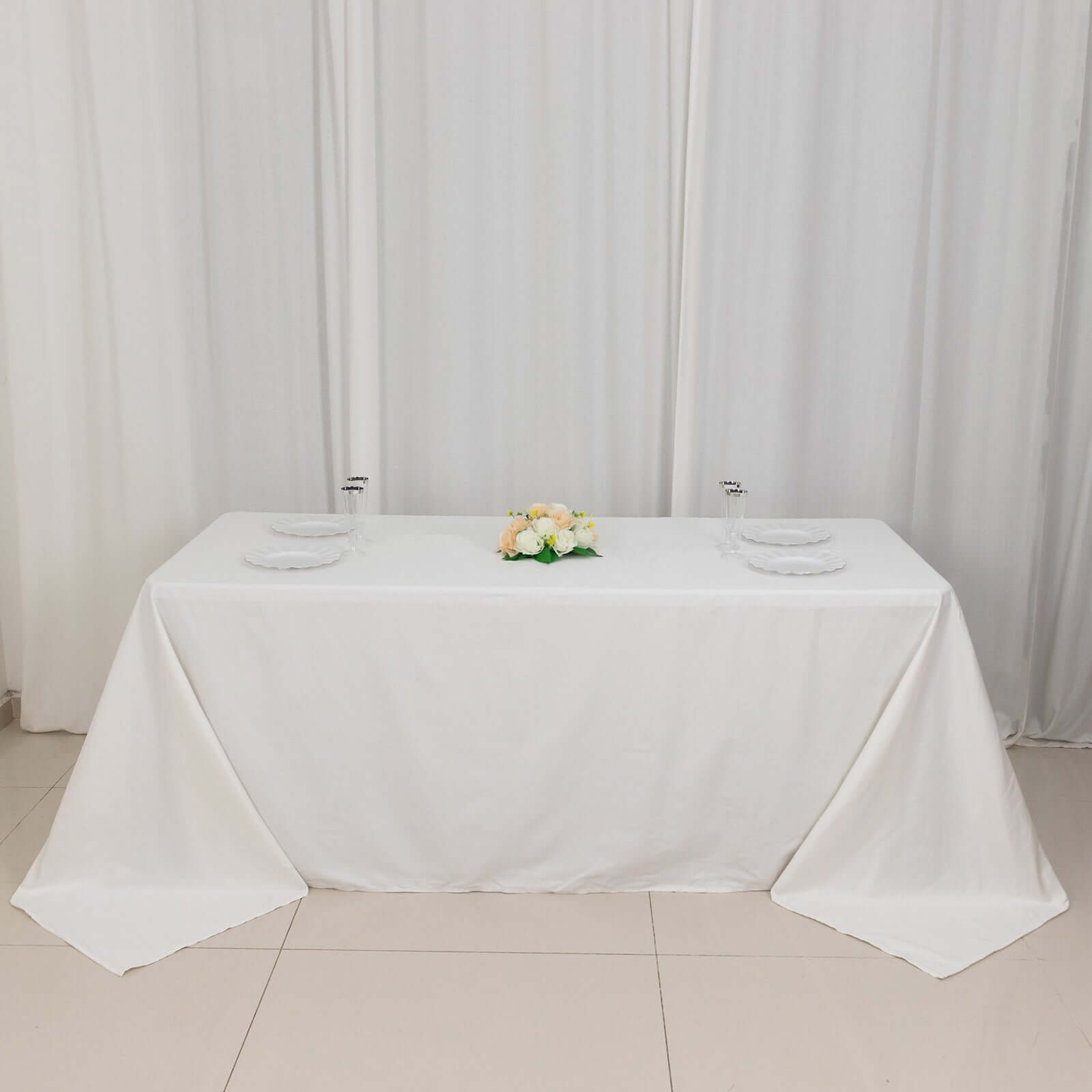 100% Cotton 90"x132" Rectangle Tablecloth White Linen - Seamless, Soft & Breathable Table Cover