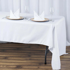 Fire Retardant Premium Polyester 60"x126" Rectangular Tablecloth White - Stylish High-Performance Table Cover for Large Gatherings