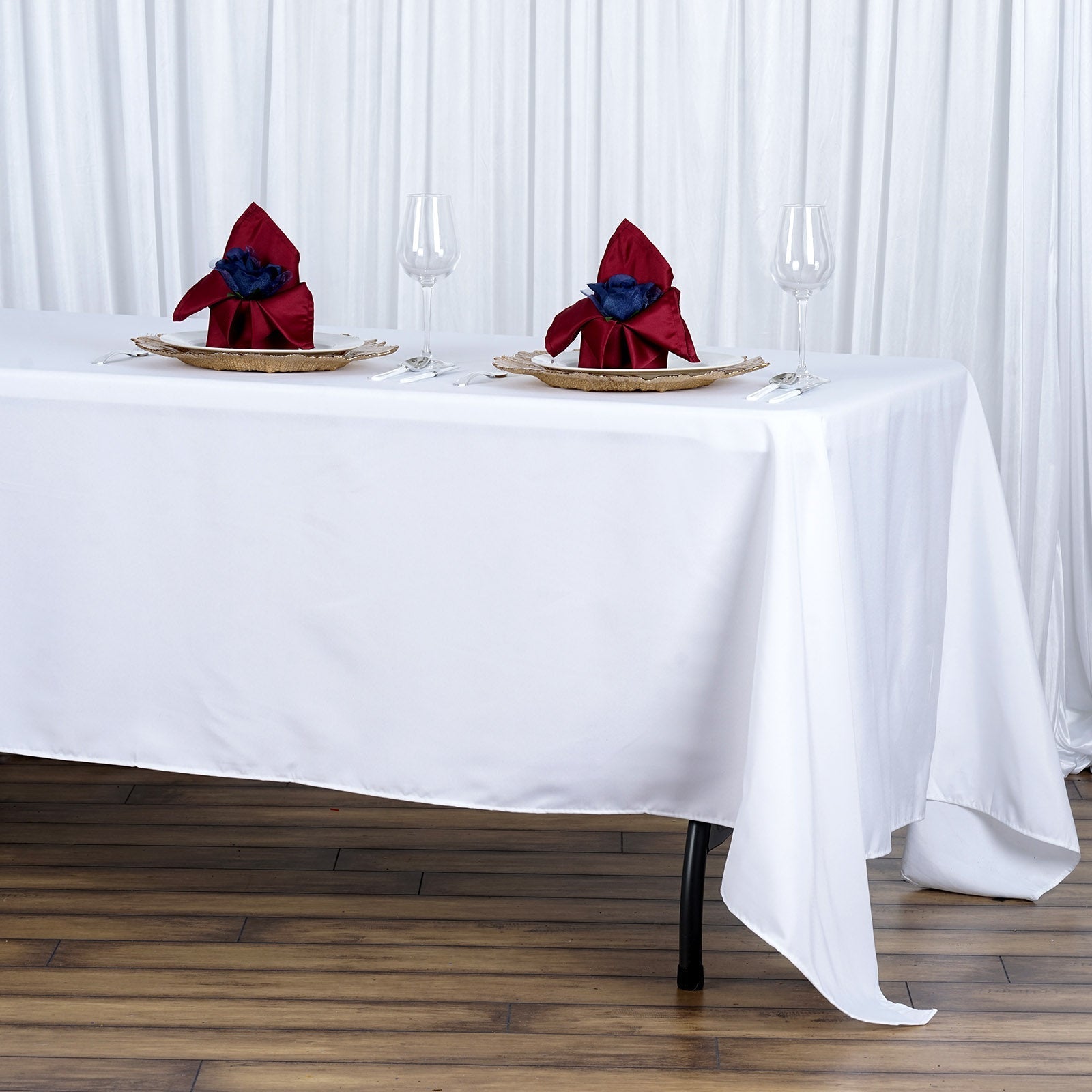 Fire Retardant Premium Polyester 72"x120" Rectangular Tablecloth White - Stylish High-Performance Table Cover for Large Gatherings