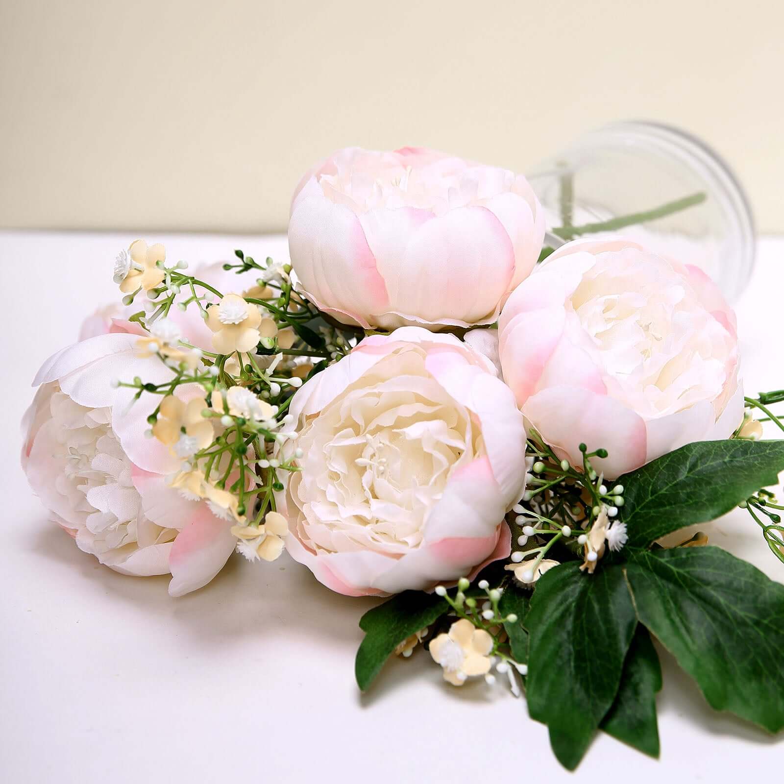10-Pack Artificial Peony Flower Heads Blush - Versatile Faux Craft Flowers for DIY Event Styling Scrapbooking & Floral Arrangements 3"