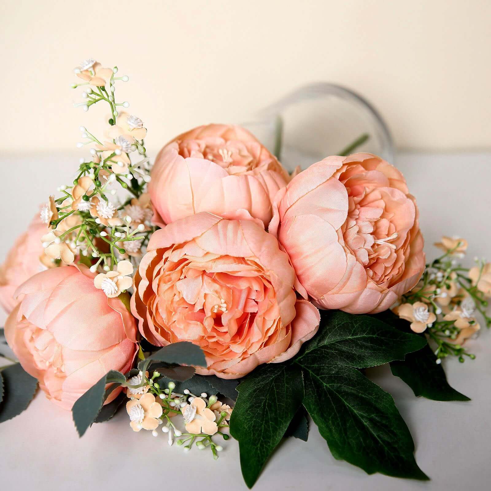 10-Pack Artificial Peony Flower Heads Peach - Versatile Faux Craft Flowers for DIY Event Styling Scrapbooking & Floral Arrangements 3"