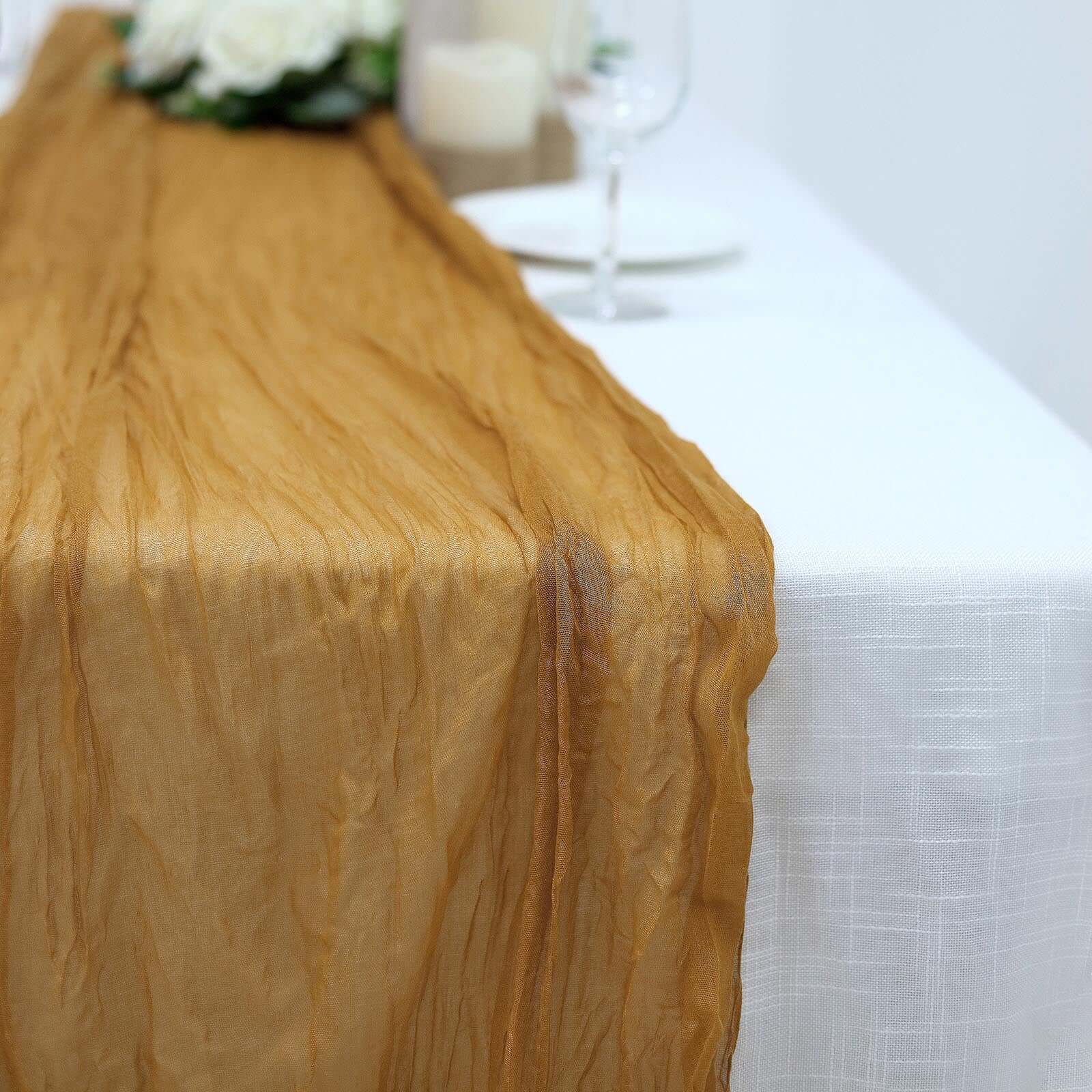 Gauze Cheesecloth 10ft Table Runner Mustard Yellow - Rustic Boho Style